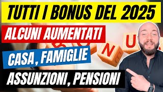 Bonus 2025 la lista di quelli confermati e potenziali dalle nuova manovra [upl. by Lemay128]