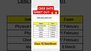 CBSE DATE SHEET 2025 Class 12  CBSE latest news  Official Datesheet cbsedatesheet [upl. by Sandry]