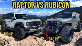 New Bronco Raptor vs Jeep Rubicon 392 OffRoad Head to Head [upl. by Ecyar]