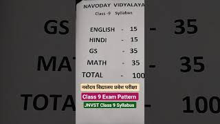 Navodaya Vidyalaya Class 9 Exam Pattern jnv jnvclass9 [upl. by Keeton]