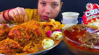 ASMR SPICY CHICKEN LEG PIECE CURRY CHICKEN BIRYANI BOILED EGG LAGE RITER EATING CHALLENGESHORTS [upl. by Broucek454]