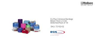 Co Plus Cohesive Bandage Mixed 10cm x 6 3m Stretched Pack of 18 72102 02 1920x1080 [upl. by Hagi]