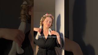 Rollers  bathrobe belt  super curls shorts curls hairrollers hairtutorial [upl. by Anelah]