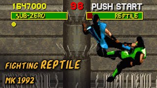 How to fight REPTILE on MORTAL KOMBAT 1992 Subzero VERY HARD [upl. by Akinorev]