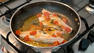 FILETTI DI BRANZINO COTTI IN PADELLA CON POMODORINI [upl. by Alletse]