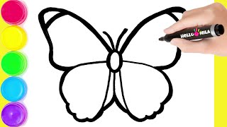 Drawing Beautiful Butterfly  How to Draw Easy Butterfly Rainbow [upl. by Myrtice]