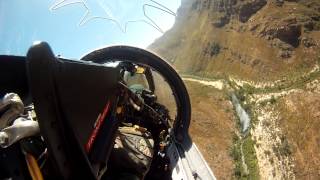 Buccaneer flying through the mountain valleys just a few feet from valley floor and mountain sides [upl. by Delaine447]