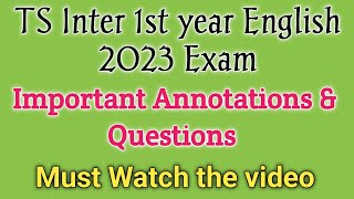 Important Annotations amp Questions for Inter 1st year English 2023 [upl. by Jackqueline677]