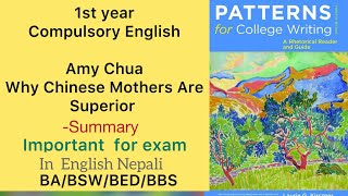 Why Chinese Mothers Are SuperiorSummary in NepaliBachelor 1st year Compulsory English BABSWBED [upl. by Stets229]