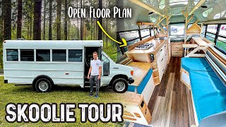 SIMPLE DIY Mini School Bus Camper Conversion Build [upl. by Annodal]