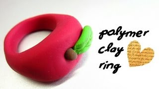 ♔Polymer Clay Apple Ring No Base♔ [upl. by Aihsot]