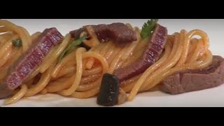 Pasta recipe Spaghettini De Cecco with Shitaki Mushroom and beef [upl. by Bovill996]