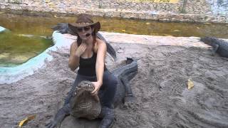 Woman wrestling with an alligator [upl. by Masha]