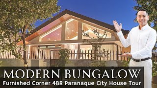 House Tour P91 · quotWhat a UNIQUE Modern Corner BUNGALOW Designquot ·Paranaque 4BR House amp Lot for Sale [upl. by Adnalahs]