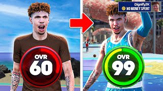 LAMELO BALL BUILD 60 OVR to 99 OVR in 1 VIDEO No Money Spent  No MyCareer [upl. by Anyak]