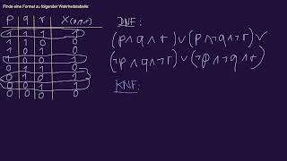 Aussagenlogik – DNF und KNF aus Wahrheitstabelle ablesen [upl. by Irelav]
