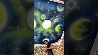 4D sky wall painting wallart wall design wallartdecoration homedecor subscribe sahil art [upl. by Ykvir]