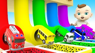 Bus Song  Baby song fire truck and round slide  Nursery Rhymes amp Kids Songs [upl. by Annoek]