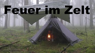 Waldübernachtung bei Nebel und RegenHobo Feuer im ZeltBushcraft [upl. by Leclair135]