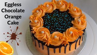 Eggless Chocolate Orange Cake ◆ Chocolate Cake with Orange Cream Frosting MoumitasHappy CookingLab [upl. by Guzel]