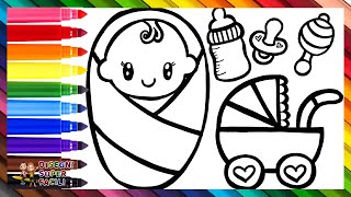 Disegnare E Colorare Un Bambino Con Accessori 👶🍼🌈 Disegni Per Bambini [upl. by Collete]