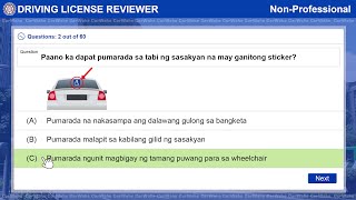 Nonprofessional LIGHT VEHICLE Tagalog LTO Exam Reviewer  Drive Academy by CarWahe [upl. by Bertolde50]