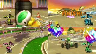 Mario Kart Wii ✦ 4 Players 519 3 Tracks Mirror [upl. by Russ]