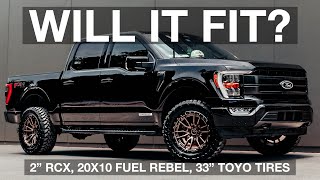 Will It Fit 33quot Tires With 20X10 Wheels On a 2022 Ford F150 With a 2quot Leveling Kit [upl. by Nayd879]