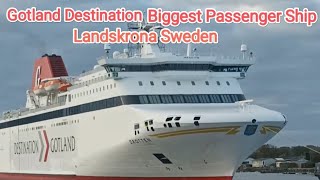 Biggest Passenger Ship Landskrona Sweden Gotland Destination Seamans Europe [upl. by Esirrehc834]