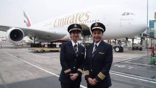 Female pilots fly Emirates A380 for International Womens Day  Emirates Airline [upl. by Werda]