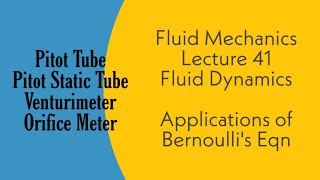 Fluid Mechanics  L41  Fluid Dynamics  Applications of Bernoulli eqn  GATE ESE [upl. by Wilie]