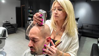 Gentle Touch Head amp Beard SHAVE for ASMR Relief – Krakow 🇵🇱 [upl. by Arihk]