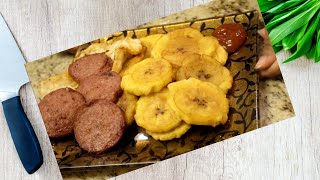 Como hacer platanos fritos con Salami y Queso Frito  Tostones  Plátanos Verdes  Fried plantains [upl. by Kenway]