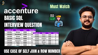 Accenture SQL Interview Question  SELF JOIN and WINDOWS Function in SQL  Deepankar Pathak [upl. by Gnuh]