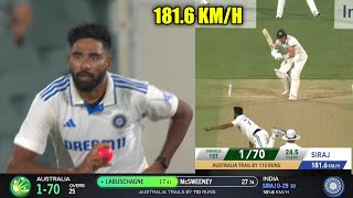 Mohammad Siraj bowling 1816 kmph vs Australia Mohammed Siraj bowls 181 kmph in Ind vs Aus 2nd Test [upl. by Ballou]