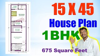 15 X 45 feet House Plan  घर का नक्सा 15 फ़ीट X 45 फ़ीट  675 square feet [upl. by Danika]