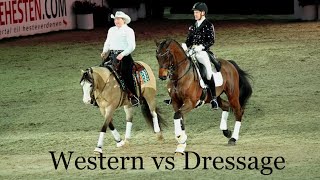 Western vs dressage horse [upl. by Atinuhs781]