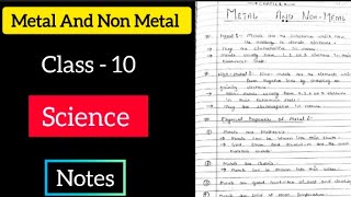 Metals and non  metals class  10 chapter3 NCERT book chemistry notes 💯🔥 [upl. by Ennairod]