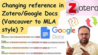 How to Change Reference Style Vancouver to MLA style in Zotero Reference ManagerGoogle Docs [upl. by Murdocca]