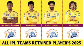 IPL All Teams Retained Players List 2025  All Teams Retained Players [upl. by Ylsew]