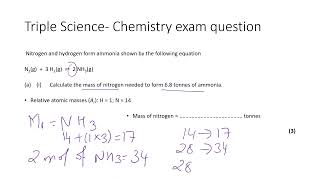 GCSE Triple Science Chemistry exam question calculation [upl. by Harl]