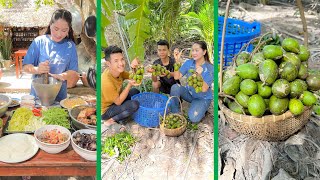 Mommy Chef pick June Plum and make salad so yummy with country style  Sros yummy cooking vlogs [upl. by Alyel]