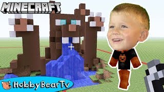 Minecraft Bear Waterfall Build Challenge HobbyBearTV [upl. by Dinsdale]