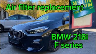 How to change air filter BMW 218i F44 F series luft filter wechseln DIY [upl. by Atikihc]