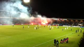 FC Kobenhavn FC Copenhagen away fans at Aalborg AAB 4032012 pyro show [upl. by Yhprum527]