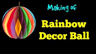 Making of Rainbow Decor Ball  Interior Art  Creative ideas [upl. by Nomannic]