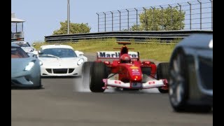 Ferrari F1 2004 Michael Schumacher vs Supercars at Zandvoort [upl. by Gavrah]