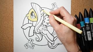 AniaKoloruje Dla Maluchów  How to color MY LITTLE PONY  FLUTTERSHY  Jak pokolorować KUCYKI PONY [upl. by Ehsiom]