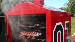 BBQ Smoker loaded with 18 full sized beef briskets Cooking with Wine and the BBQ Vault [upl. by Danielson]