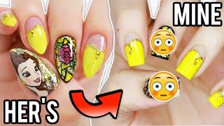 I TRIED FOLLOWING MINNIES BEAUTY AND THE BEAST NAIL TUTORIAL [upl. by Arotahs]